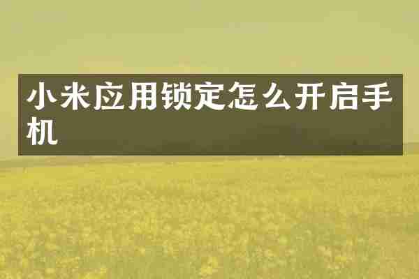 小米应用锁定怎么开启手机