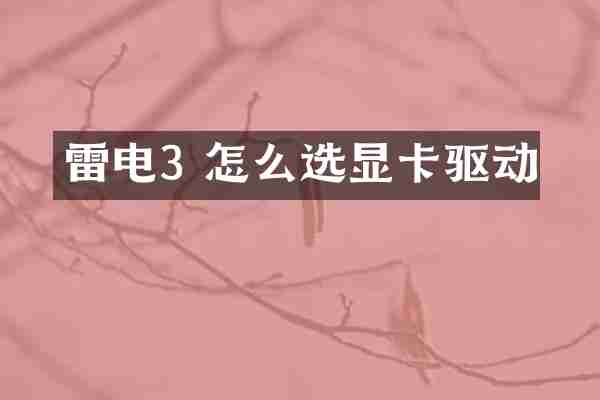 雷电3 怎么选显卡驱动