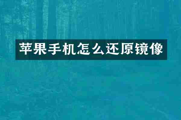 苹果手机怎么还原镜像