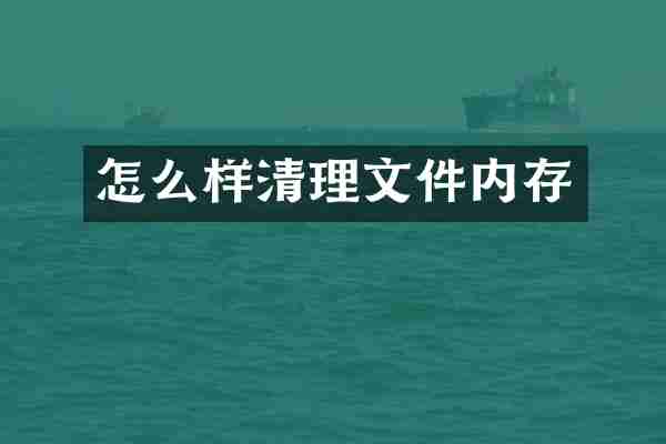 怎么样清理文件内存