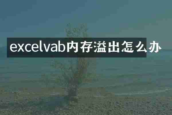 excelvab内存溢出怎么办