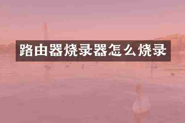 路由器烧录器怎么烧录