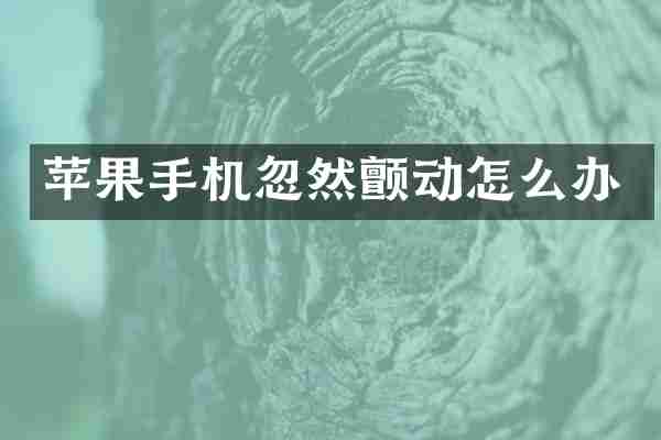 苹果手机忽然颤动怎么办