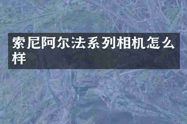 索尼阿尔法系列相机怎么样