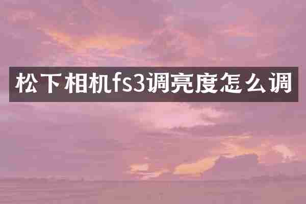 相机fs3调亮度怎么调