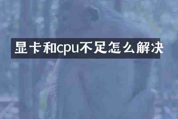 显卡和cpu不足怎么解决