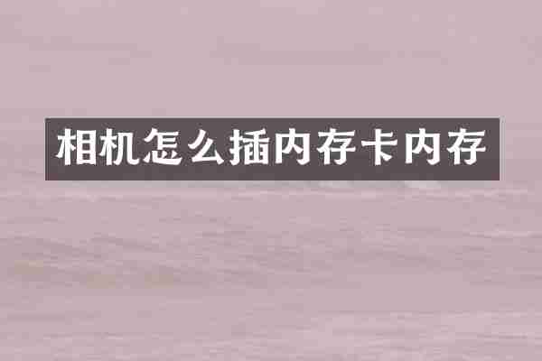 相机怎么插内存卡内存
