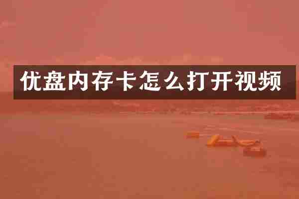 优盘内存卡怎么打开视频