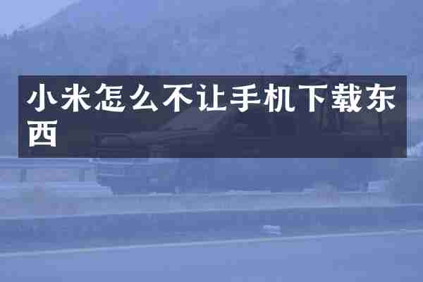 小米怎么不让手机下载东西