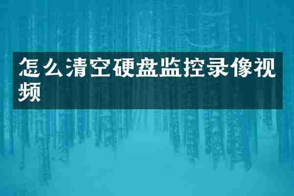 怎么清空硬盘监控录像视频