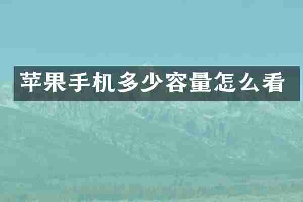 苹果手机多少容量怎么看