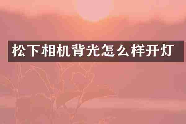 相机背光怎么样开灯