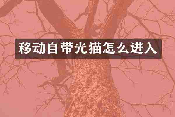 移动自带光猫怎么进入