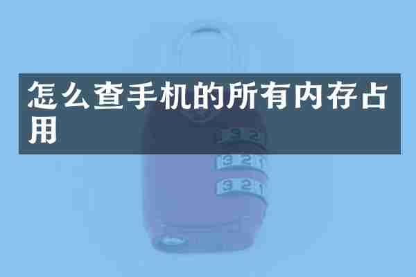 怎么查手机的所有内存占用