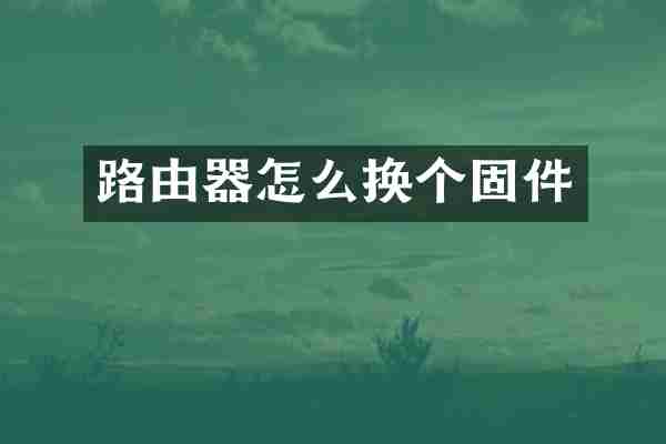 路由器怎么换个固件