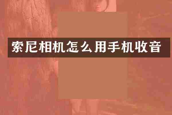 索尼相机怎么用手机收音