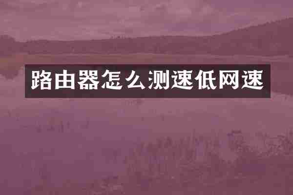路由器怎么测速低网速