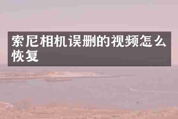 索尼相机误删的视频怎么恢复