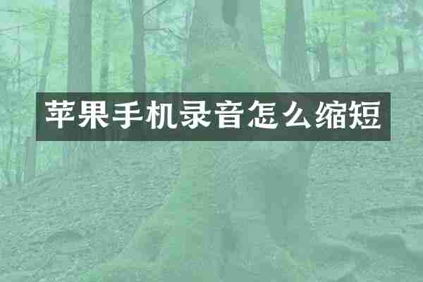 苹果手机录音怎么缩短