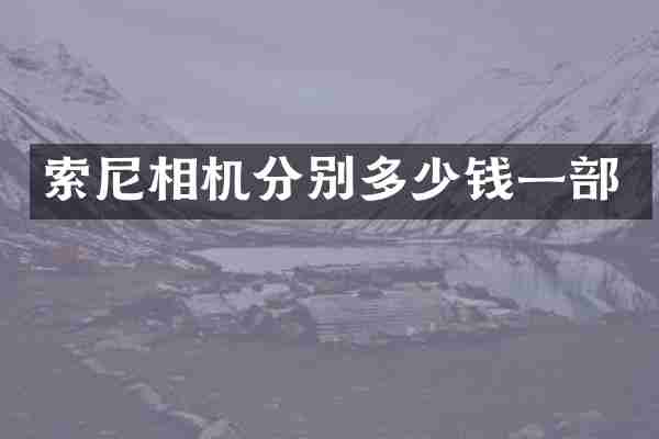 索尼相机分别多少钱一部