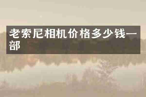 老索尼相机价格多少钱一部
