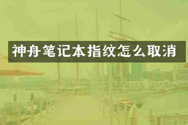 神舟笔记本指纹怎么取消