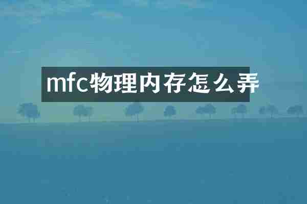 mfc物理内存怎么弄