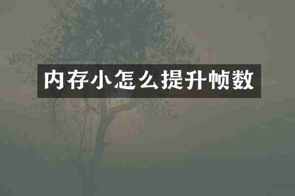 内存小怎么提升帧数