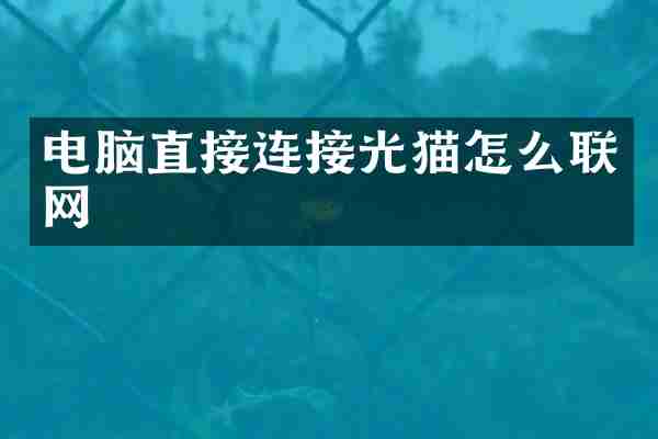 电脑直接连接光猫怎么联网