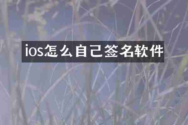 ios怎么自己签名软件