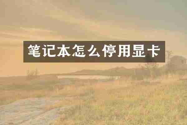 笔记本怎么停用显卡