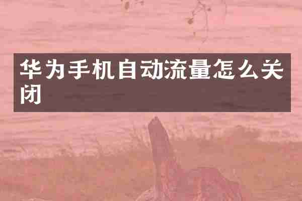 华为手机自动流量怎么关闭