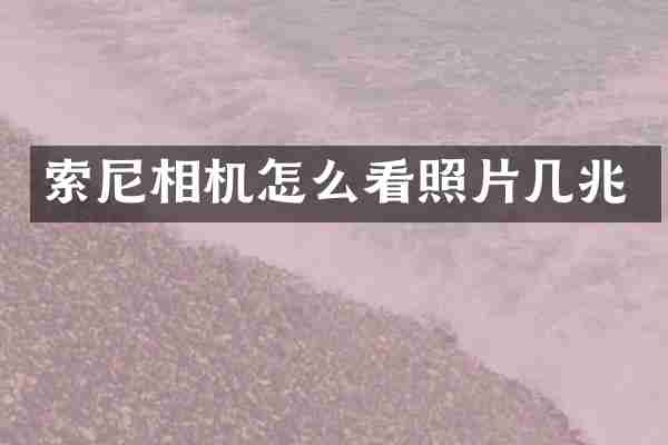索尼相机怎么看照片几兆