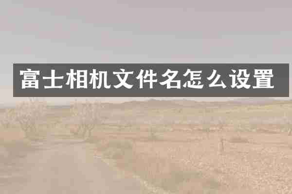 富士相机文件名怎么设置
