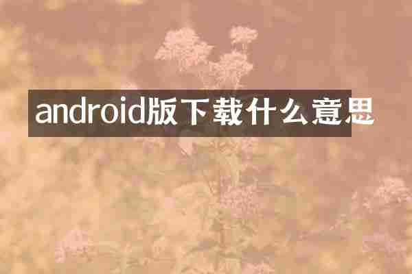 android版下载什么意思
