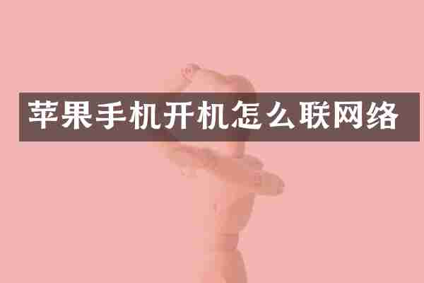 苹果手机开机怎么联网络