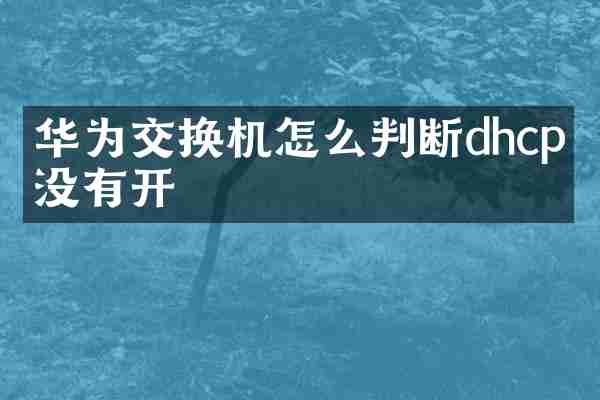 华为交换机怎么判断dhcp有没有开