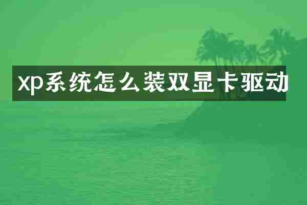 xp系统怎么装双显卡驱动