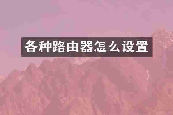 各种路由器怎么设置