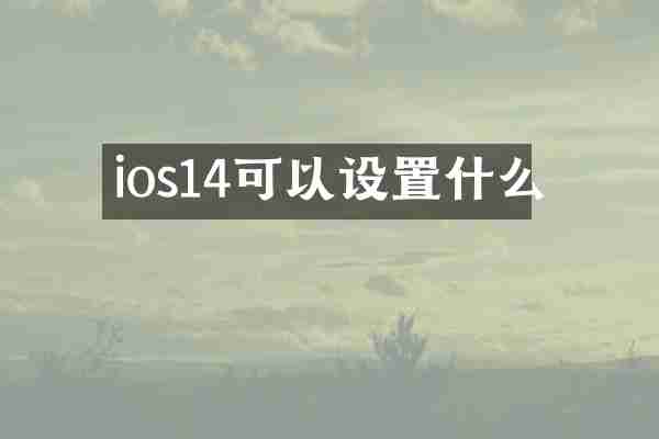 ios14可以设置什么