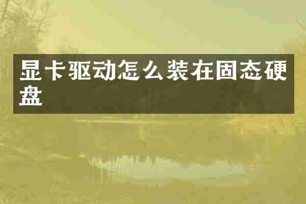 显卡驱动怎么装在固态硬盘