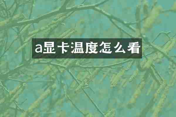 a显卡温度怎么看