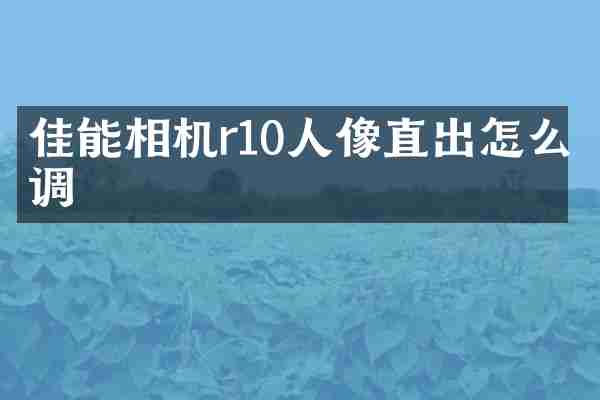佳能相机r10人像直出怎么调