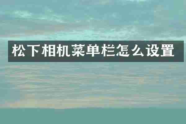 松下相机菜单栏怎么设置