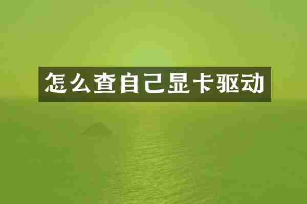 怎么查自己显卡驱动