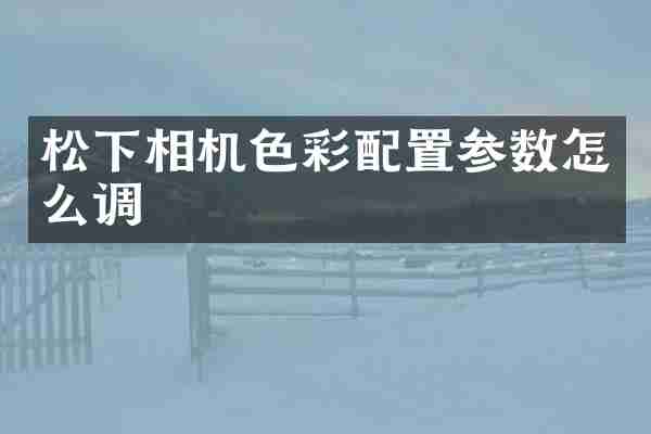 松下相机色彩配置参数怎么调