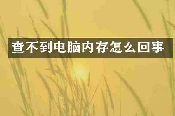 查不到电脑内存怎么回事