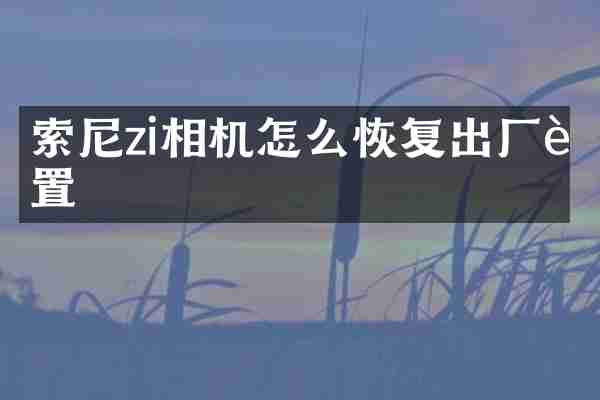 索尼zi相机怎么恢复出厂设置