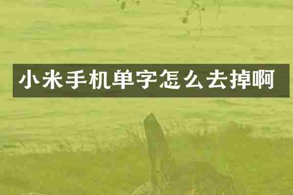 小米手机单字怎么去掉啊