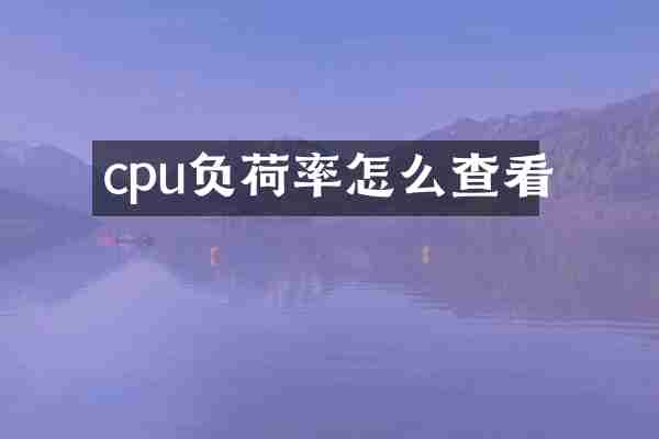 cpu负荷率怎么查看